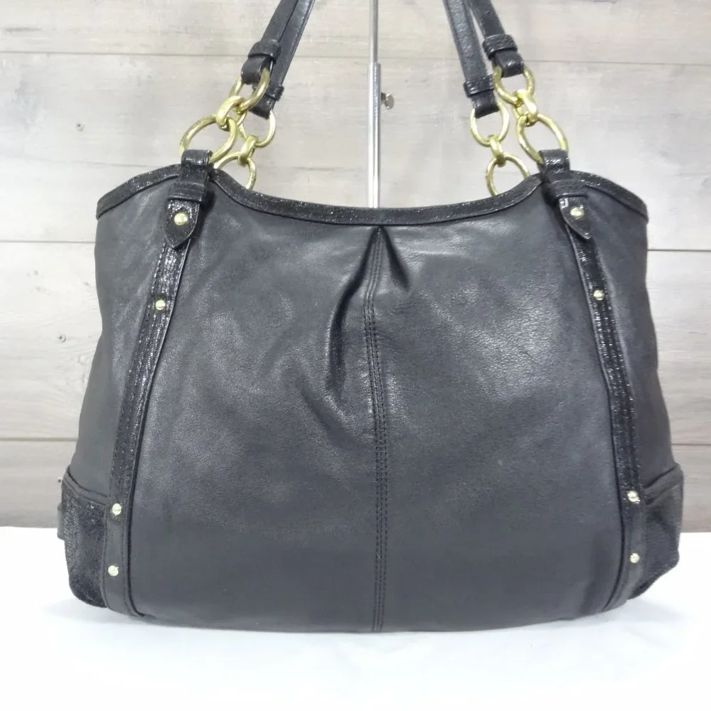 Coach F20812 Alexandra Python Chain Leather Shoulder Bag Tote - Picture 4 of 12